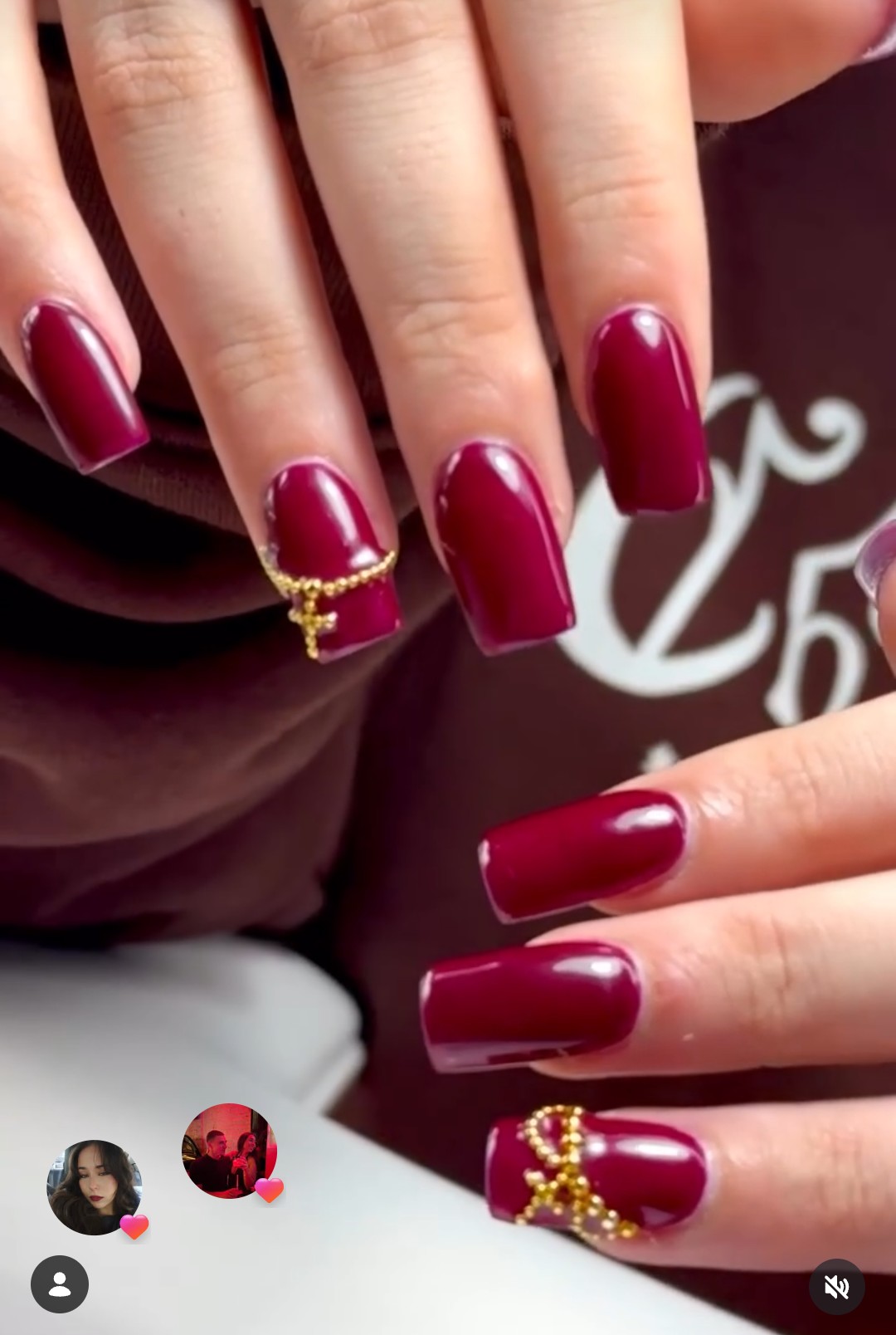 Burgundy with gold detail